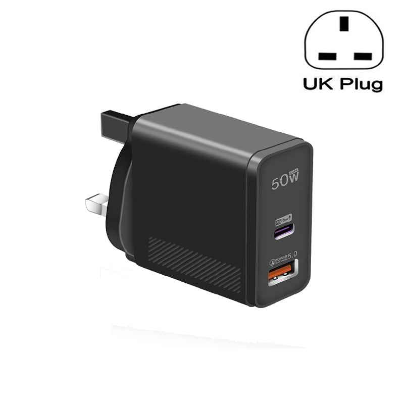 Uniqbuy For QC5.0 USB / PD25W Type-C Super Fast Charging Full Protocol Phone Charger, UK Plug(Black)