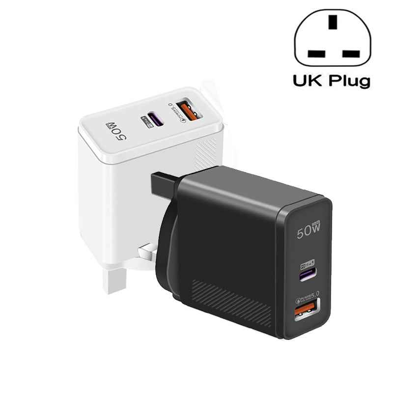Uniqbuy For QC5.0 USB / PD25W Type-C Super Fast Charging Full Protocol Phone Charger, UK Plug(White)