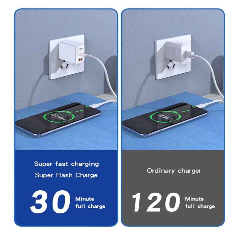 Uniqbuy For QC5.0 USB / PD25W Type-C Super Fast Charging Full Protocol Phone Charger, UK Plug(Black)