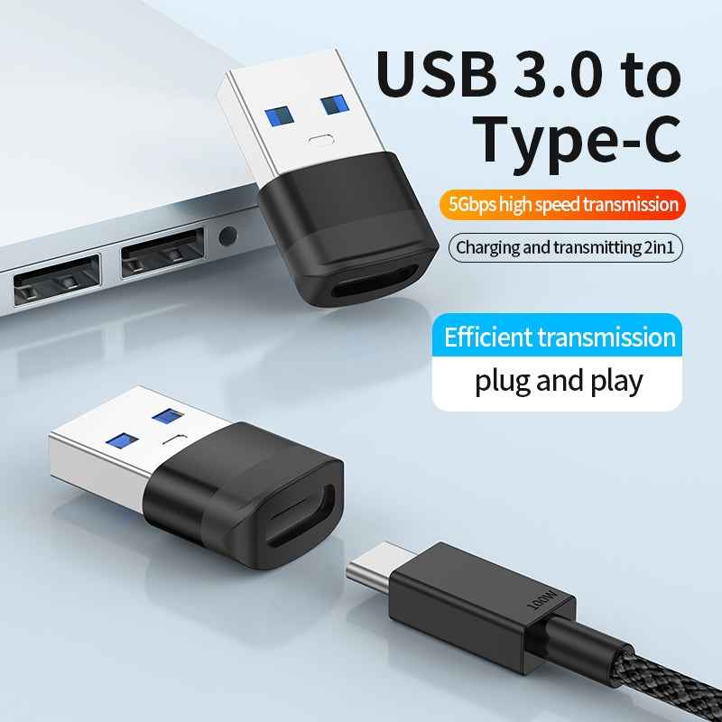 Uniqbuy For USB3.0 Male to USB-C / Type-C Female OTG Adapter 5Gbps Transmission(Black)