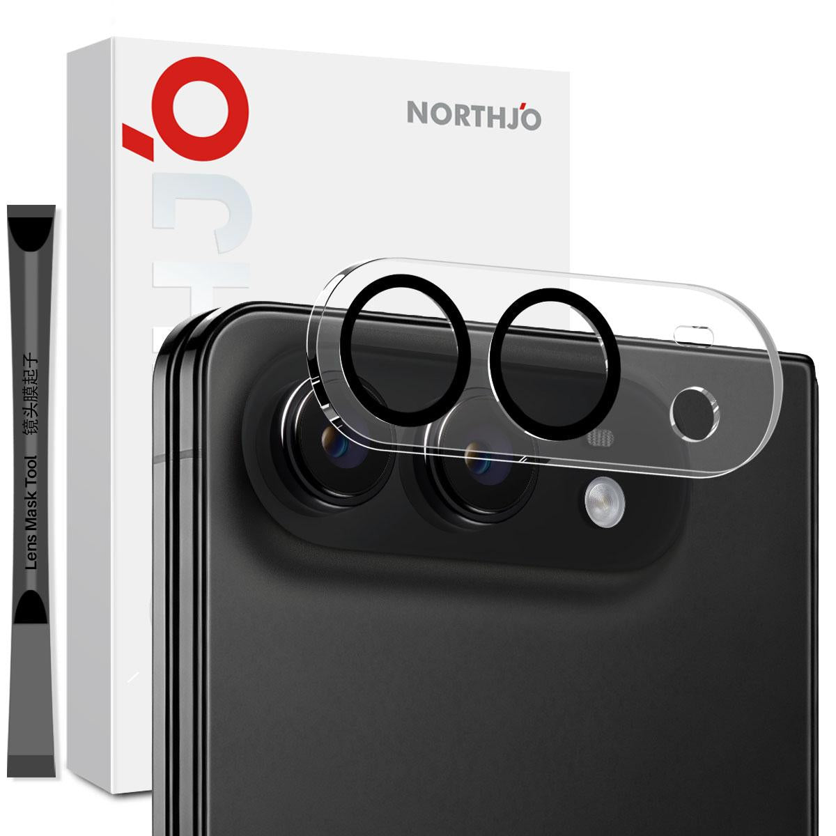 Compatible with iPhone Duo NORTHJO Camera Lens Protector 3D Night Shot Tempered Glass Film - Black
