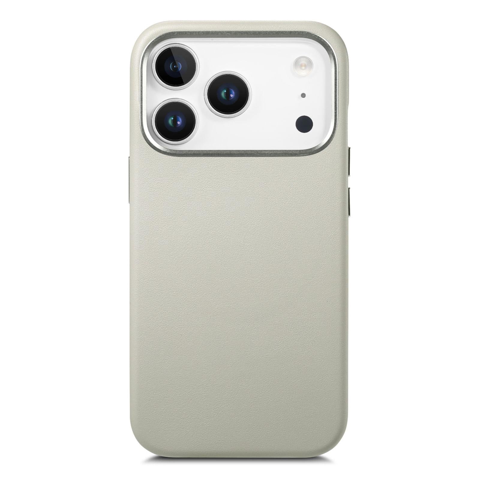 Compatible with iPhone 18 Pro Electroplated Metal Button MagSafe Phone Case - White