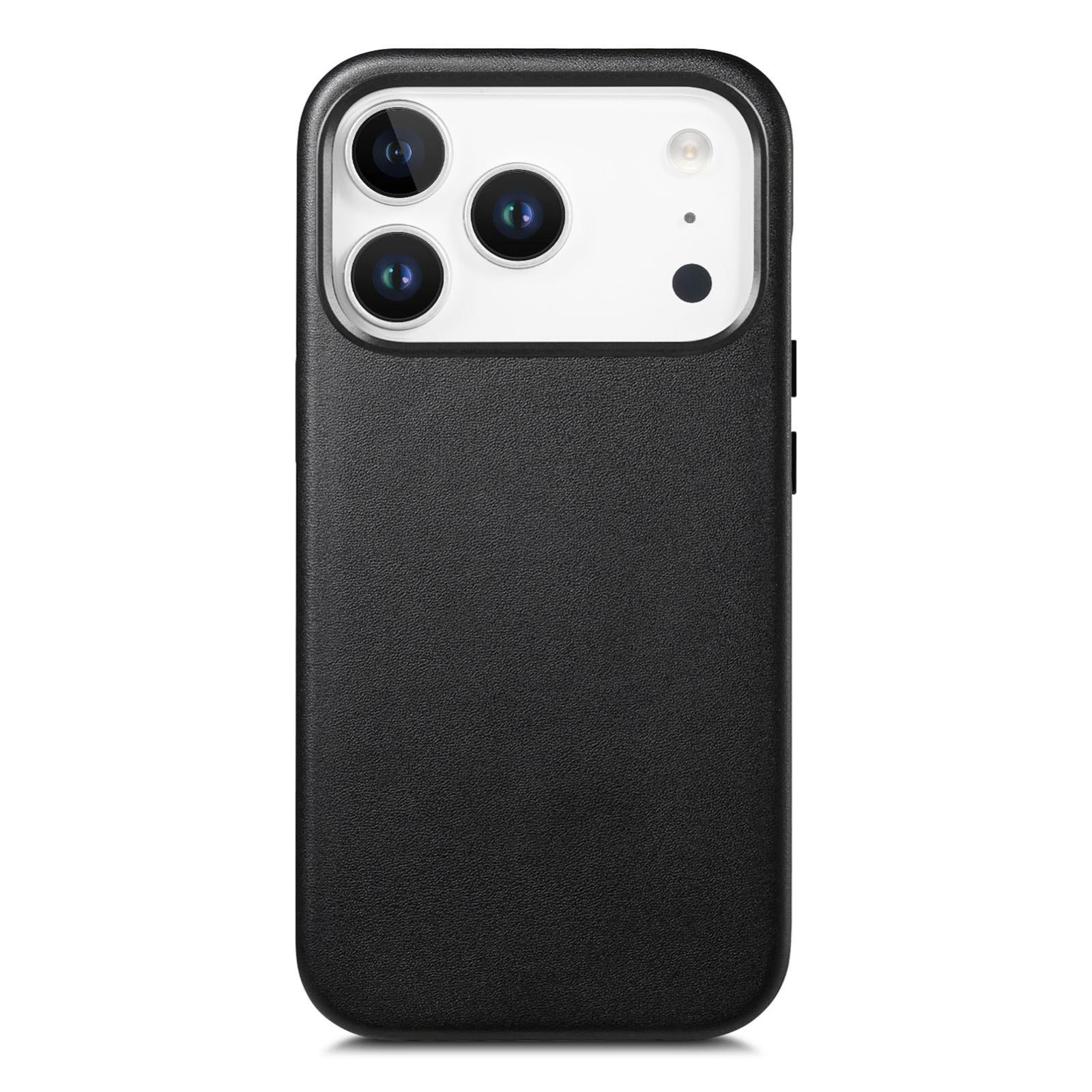 Compatible with iPhone 18 Pro Electroplated Metal Button MagSafe Phone Case - Black