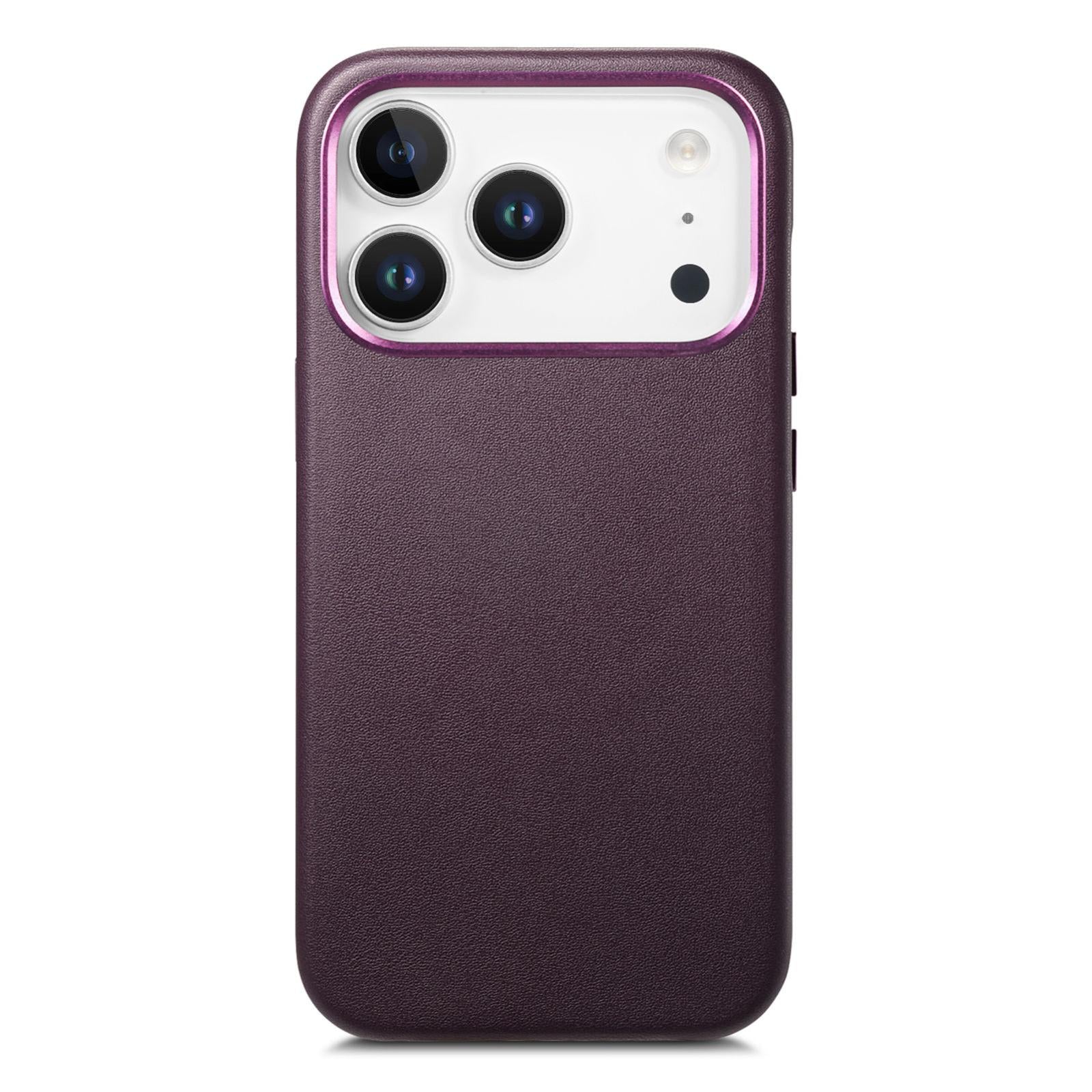 Compatible with iPhone 18 Pro Electroplated Metal Button MagSafe Phone Case - Purple
