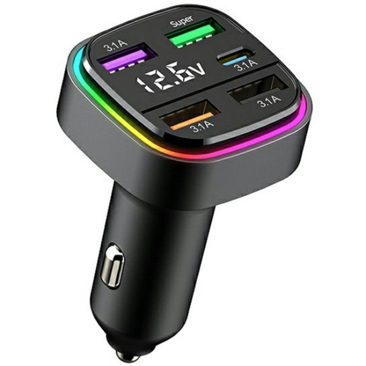 K34 With LED Display 5 Port USB Car Charger Cigarette Lighter Adapter