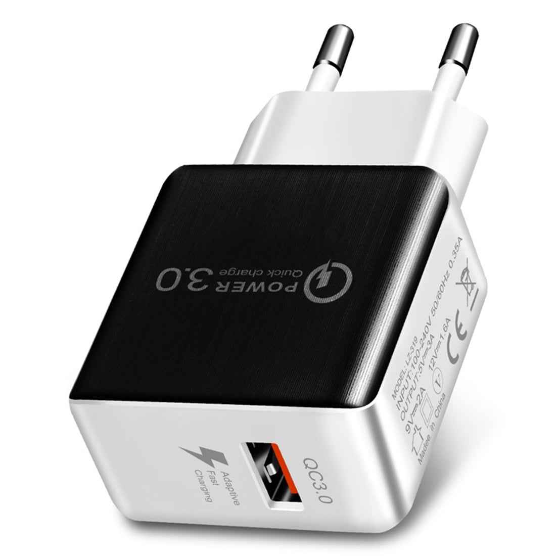 Uniqbuy For 1USB QC 3.0 Wire Drawing Quick Charger EU Plug(black)