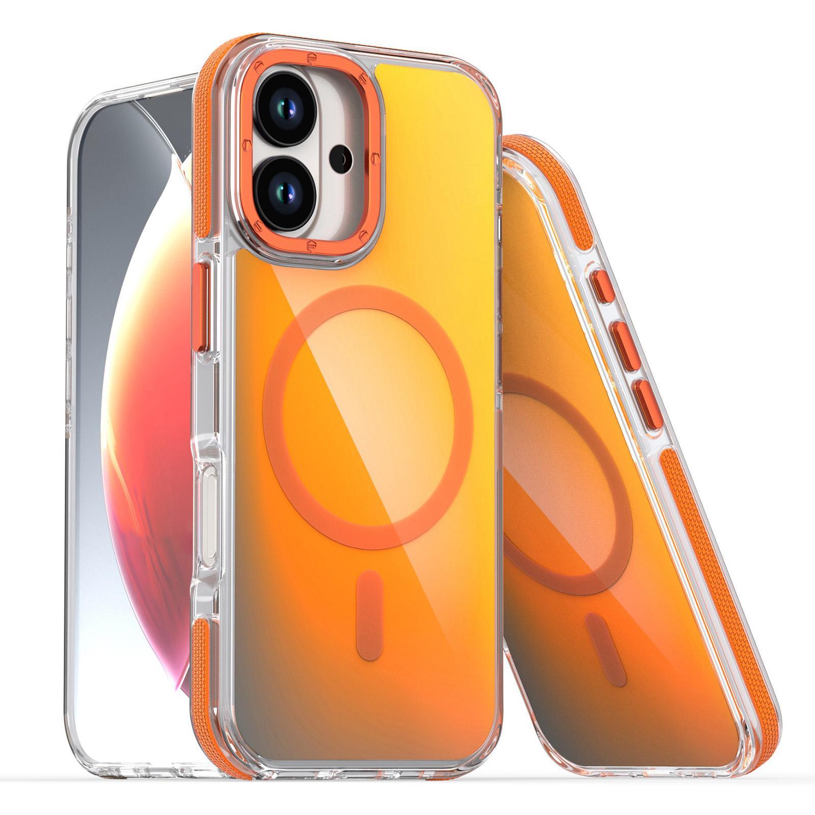 Compatible with iPhone 18 Dual-Color Gradient Discolor MagSafe Phone Case - Orange