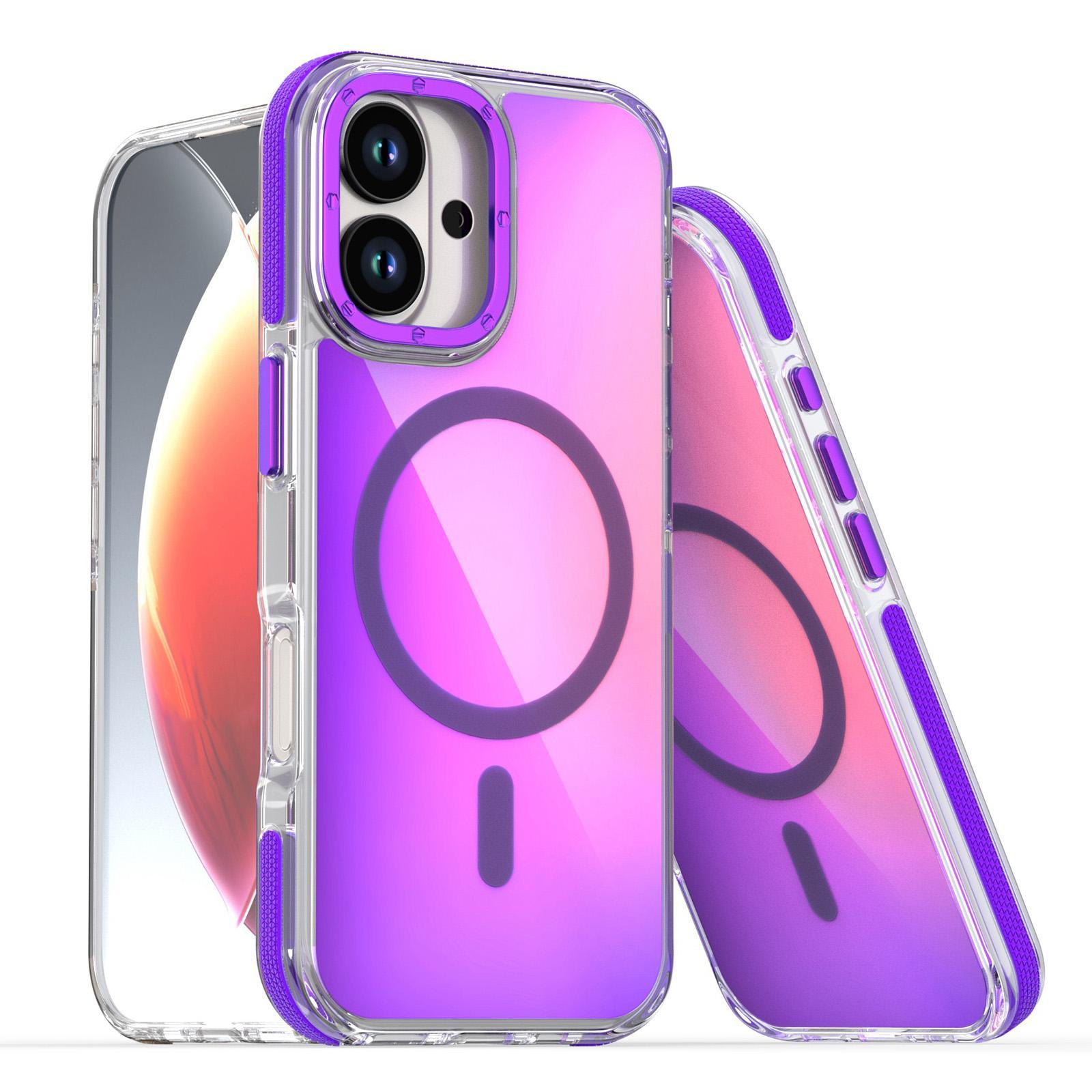 Compatible with iPhone 18 Dual-Color Gradient Discolor MagSafe Phone Case - Purple