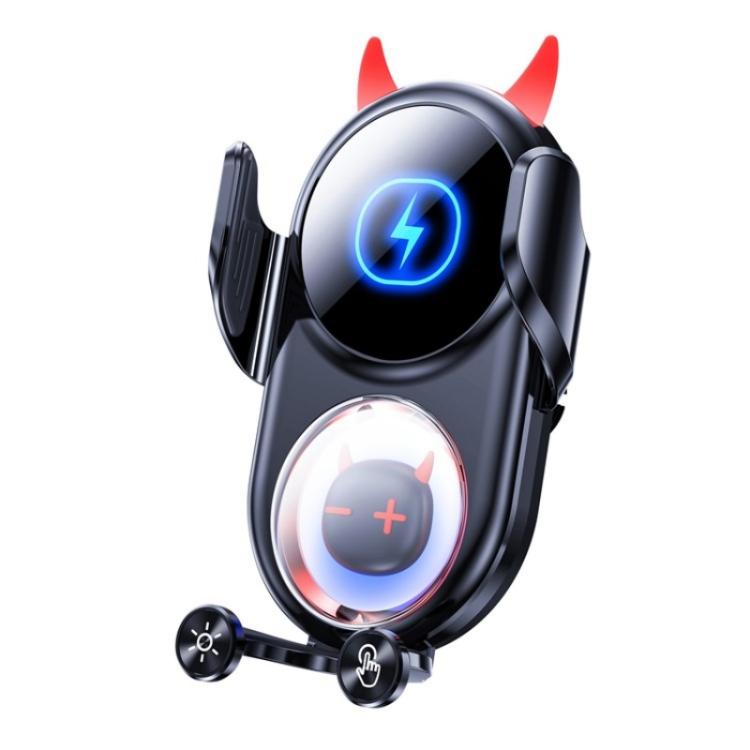 D1 Devil Design Air Vent Mount Phone Holder Stand 15W Car Wireless Charger(Black)