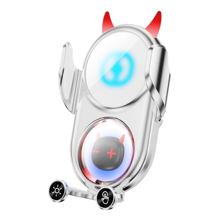 D1 Devil Design Air Vent Mount Phone Holder Stand 15W Car Wireless Charger(White)