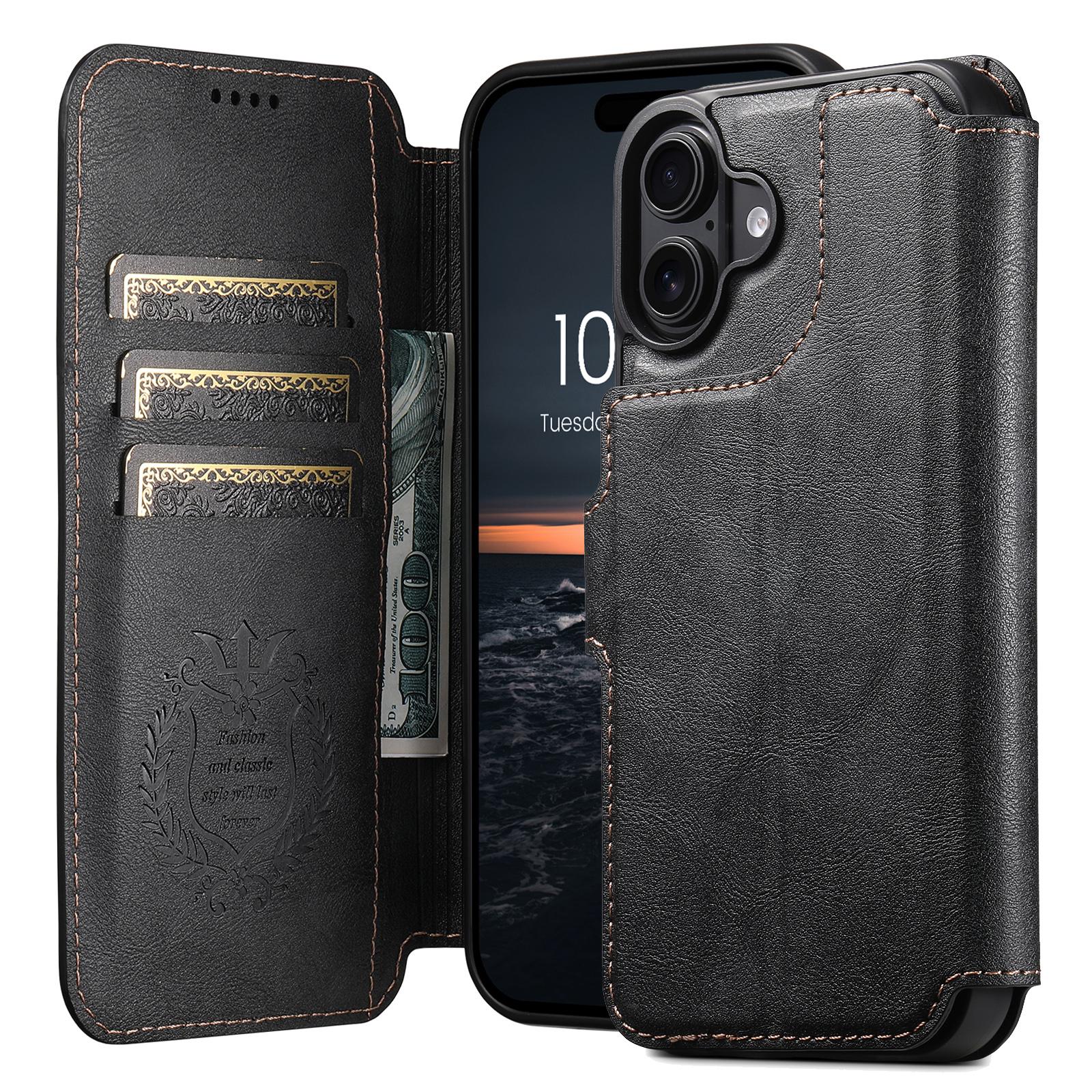 Compatible with iPhone 18 Suteni Q05 2-in-1 Multi-function Detachable Wallet MagSafe Phone Case - Black
