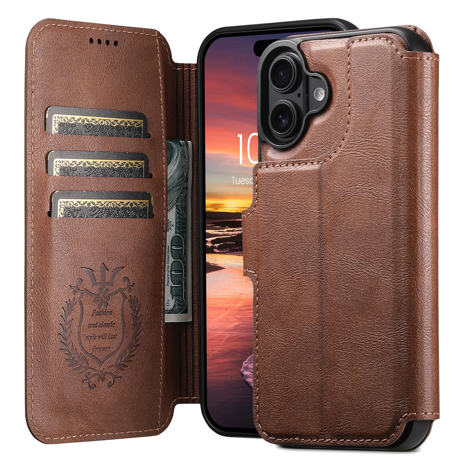 Compatible with iPhone 18 Suteni Q05 2-in-1 Multi-function Detachable Wallet MagSafe Phone Case - Brown