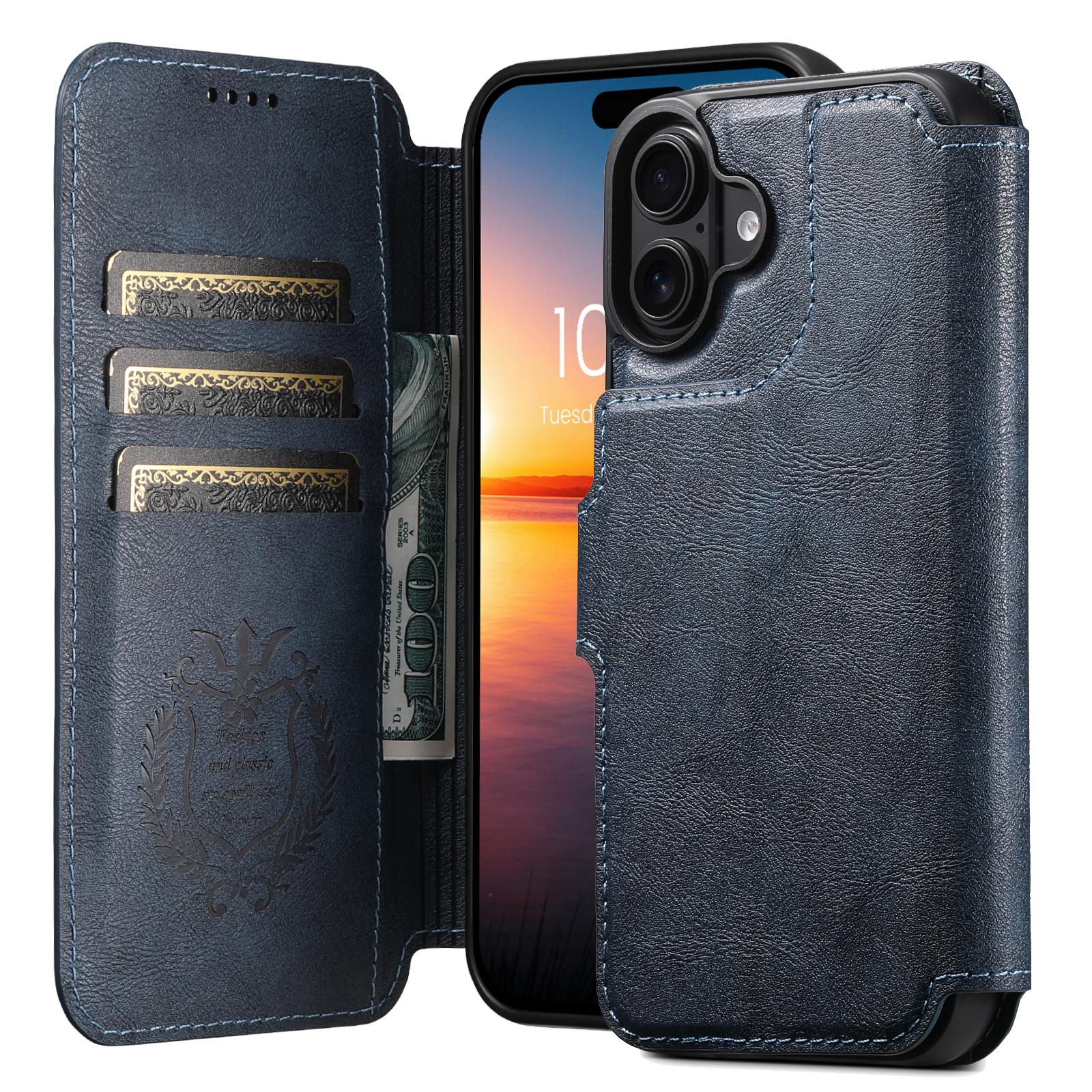 Compatible with iPhone 18 Suteni Q05 2-in-1 Multi-function Detachable Wallet MagSafe Phone Case - Blue