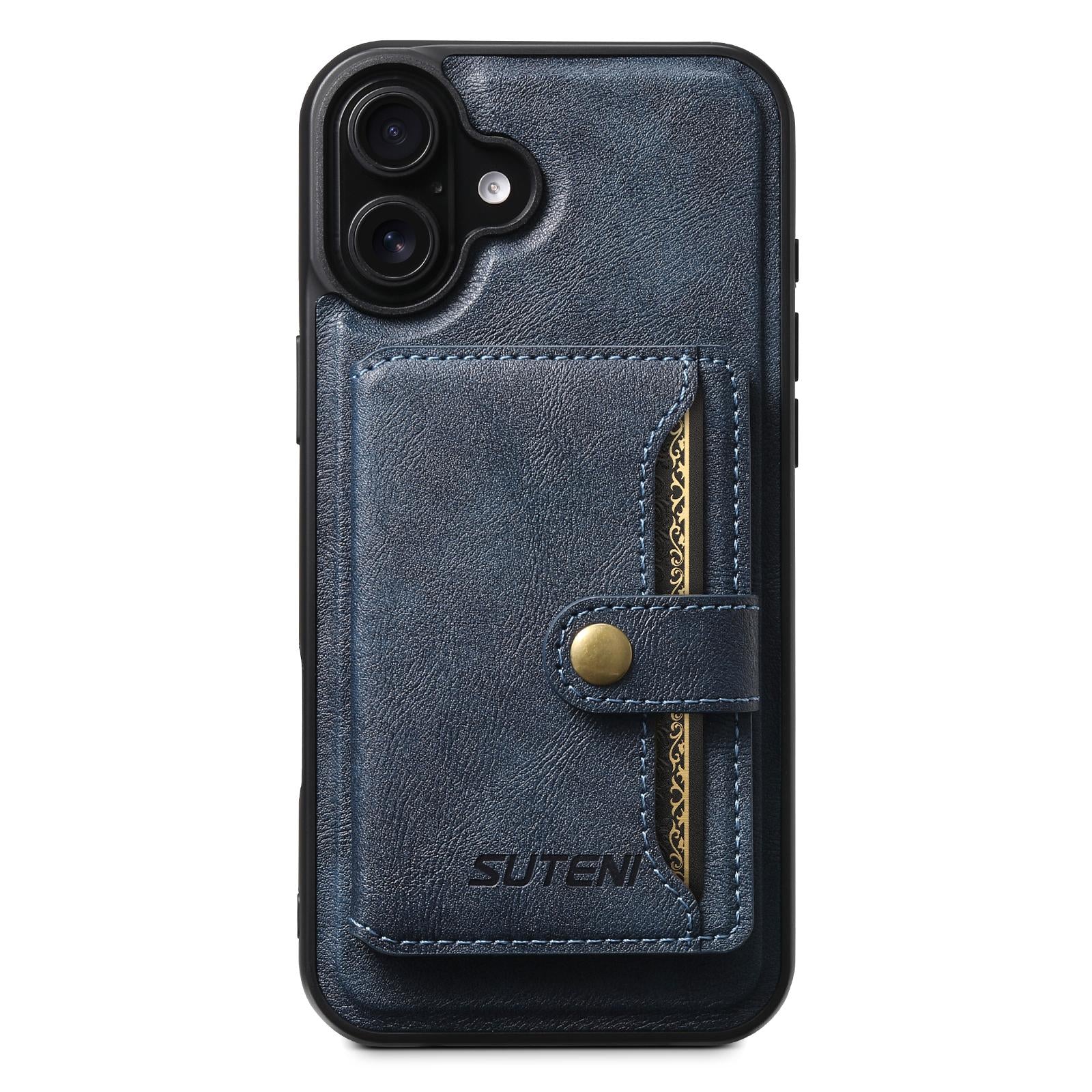 Compatible with iPhone 18 Suteni M4 Magnetic Card Bag MagSafe Leather Phone Case - Blue