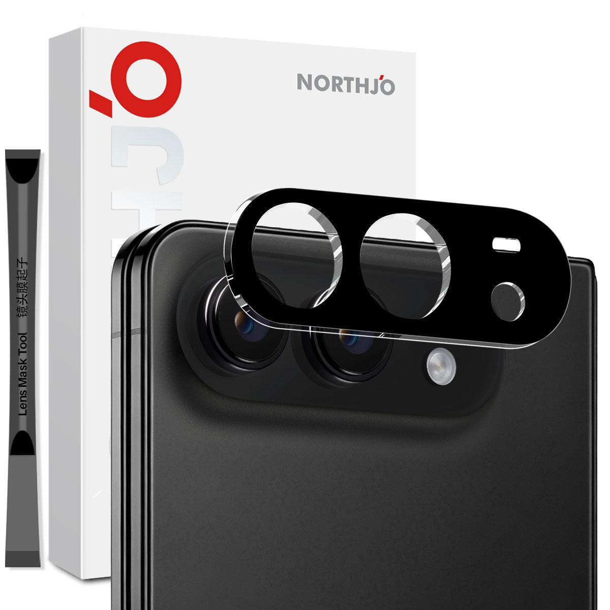 Compatible with iPhone Duo NORTHJO Camera Lens Protector 3D HD Tempered Glass Film - Black