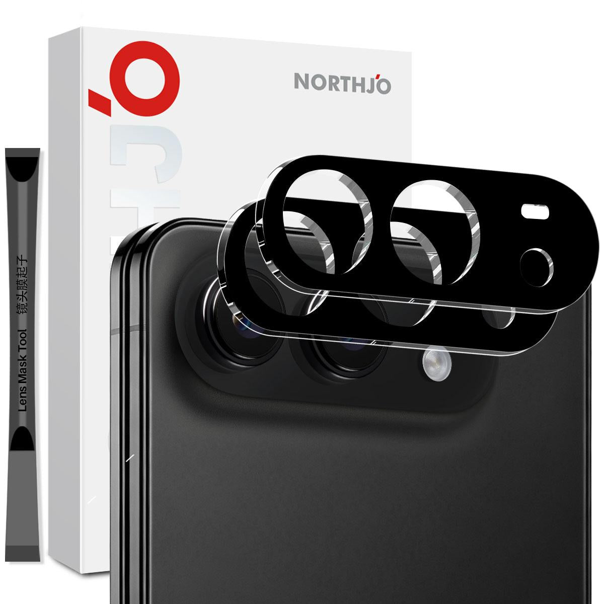 Compatible with iPhone Duo 2pcs NORTHJO Camera Lens Protector 3D HD Tempered Glass Film - Black