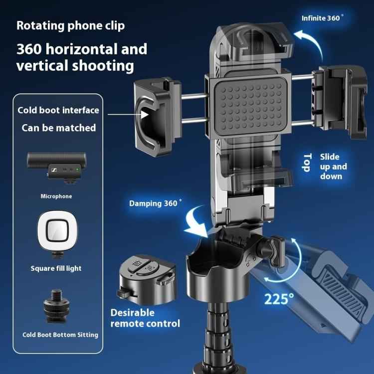 P15T Mini Portable Selfie Stick Photography Bluetooth Phone Stand Tripod(Black)