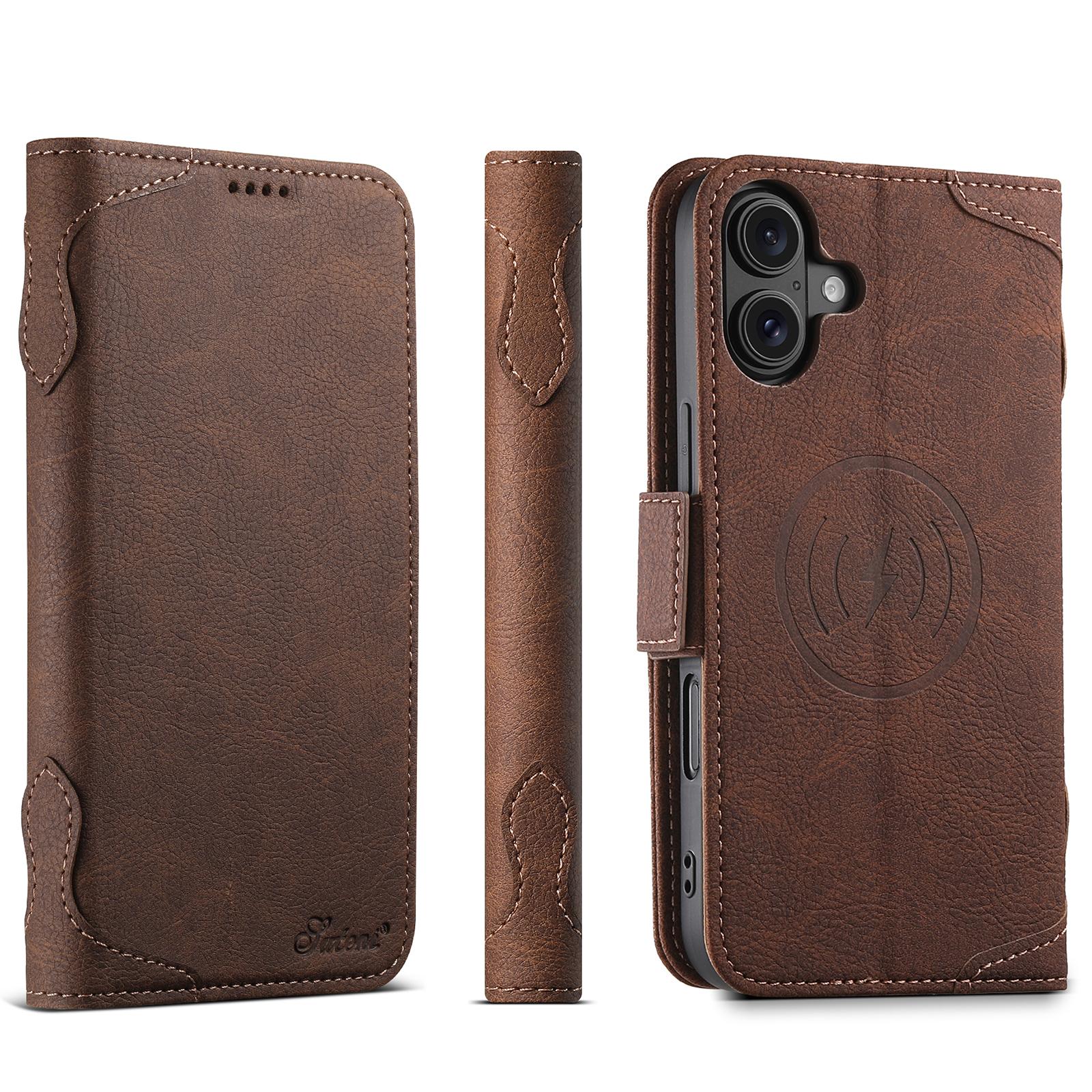Compatible with iPhone 18 SUTENI J07 Multifunctional Horizontal Flip Magsafe Leather Phone Case - Brown