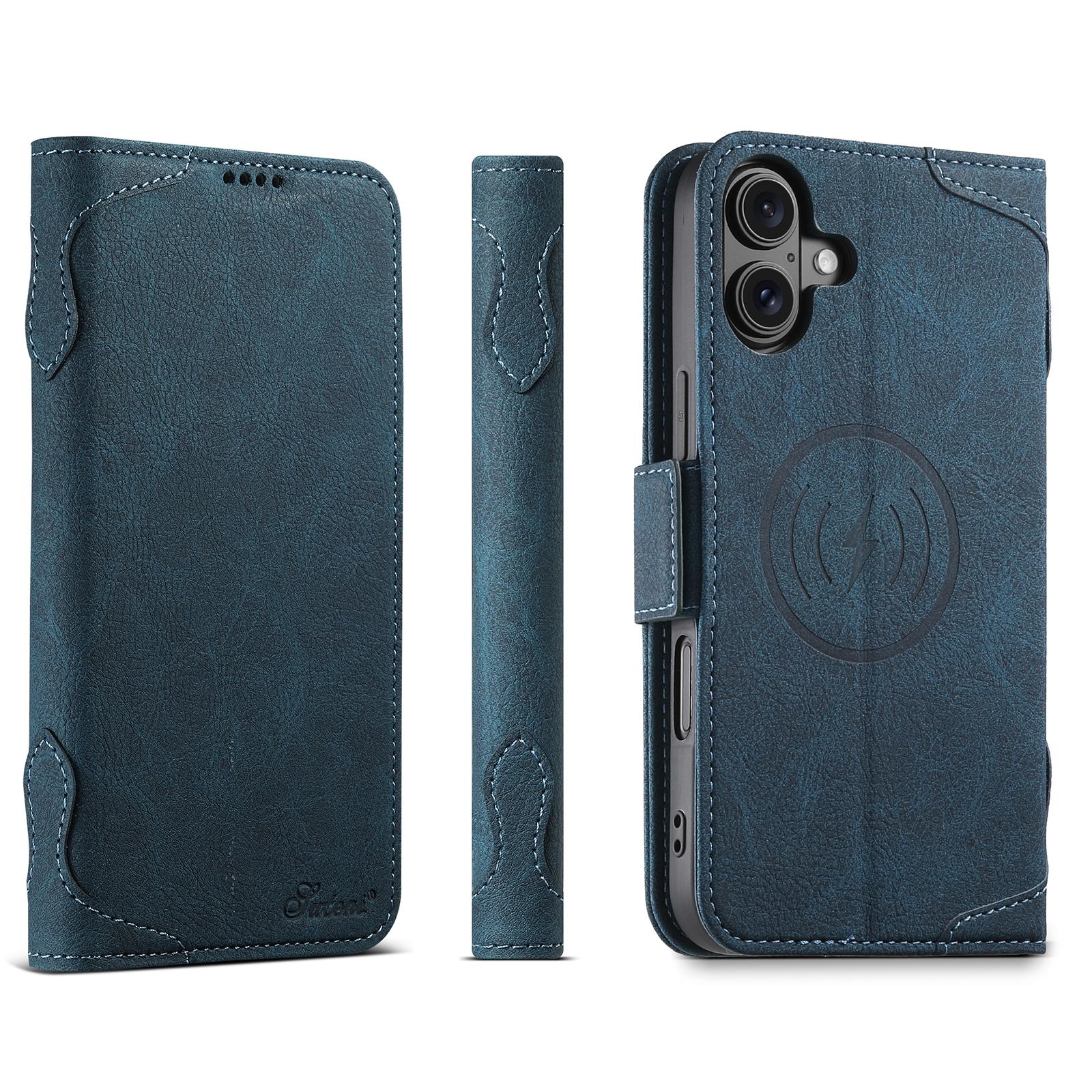 Compatible with iPhone 18 SUTENI J07 Multifunctional Horizontal Flip Magsafe Leather Phone Case - Blue