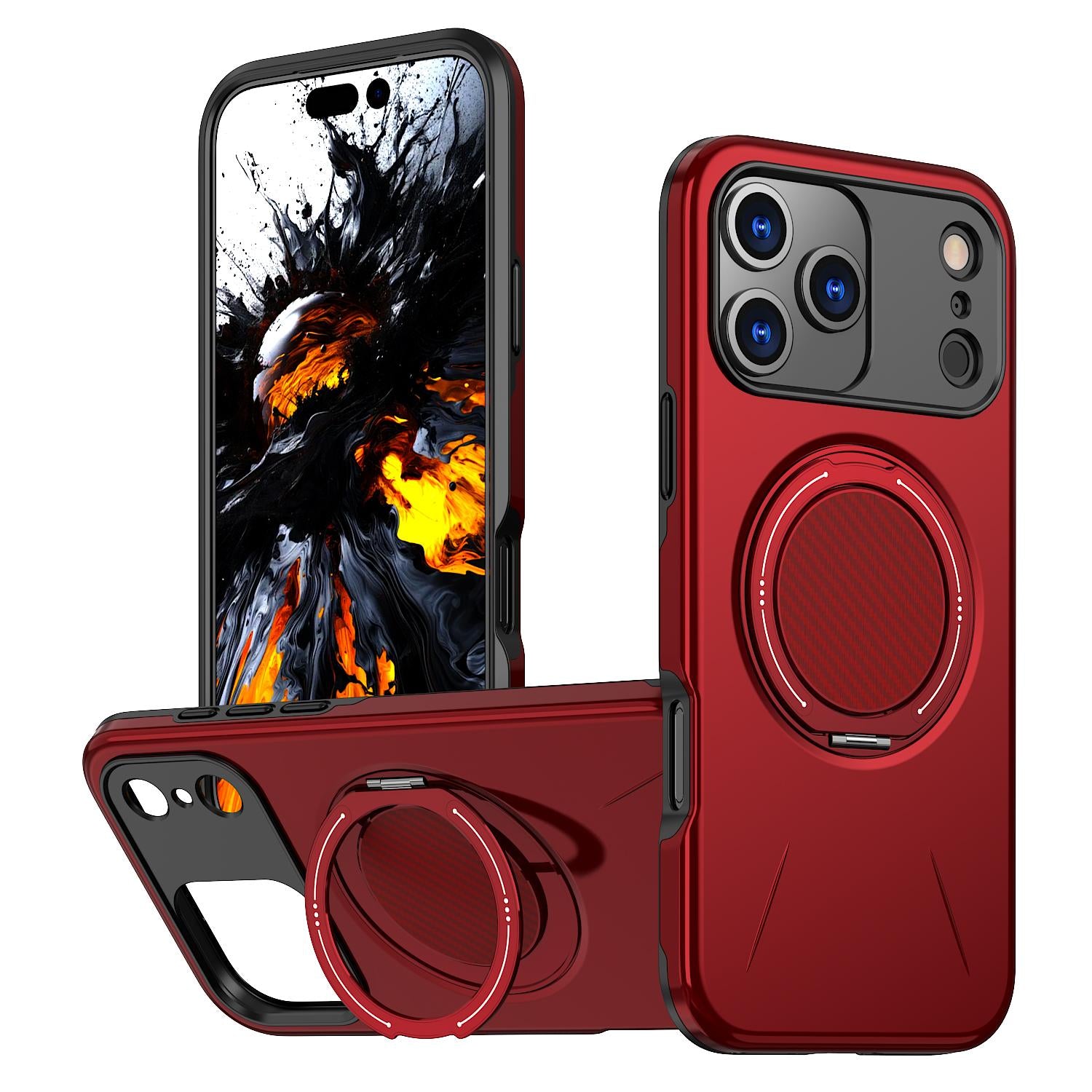 Compatible with iPhone 18 Pro Kalebol Magnetic MagSafe Rotation Holder PC Phone Case - Red