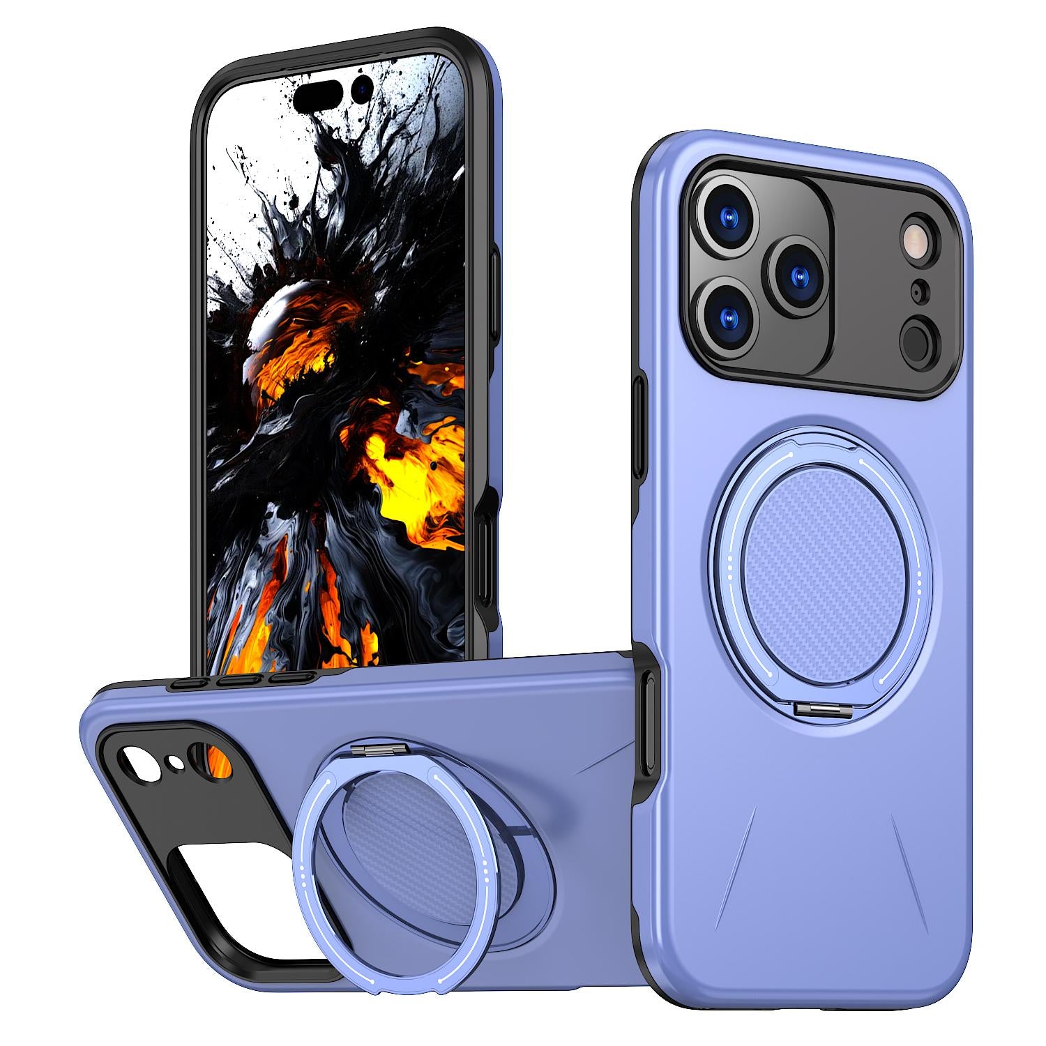 Compatible with iPhone 18 Pro Kalebol Magnetic MagSafe Rotation Holder PC Phone Case - Lilac