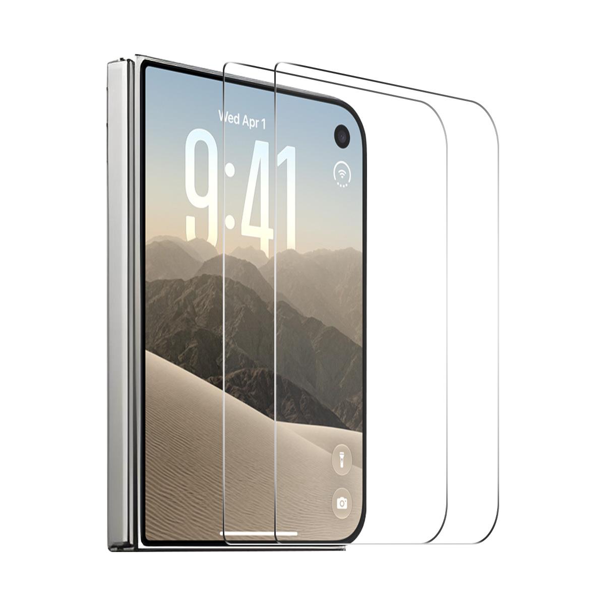 Compatible with iPhone Duo Outer Screen 2 PCS&Pack ENKAY Thickened Glue No White Edge 9H Big Arc Edge High Aluminum-silicon Tempered Glass Film