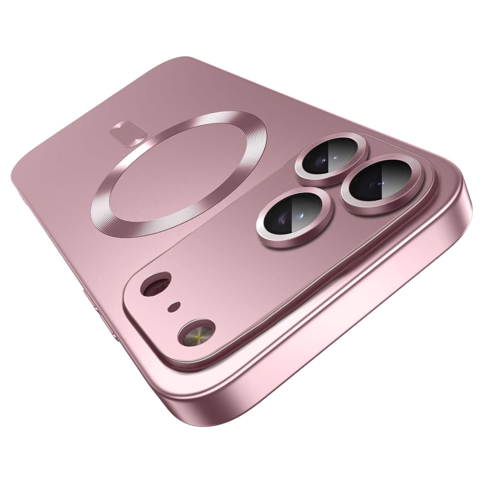 Compatible with iPhone 18 Pro Ultra thin Metallic TPU MagSafe Phone Case with Lens Film - Pink