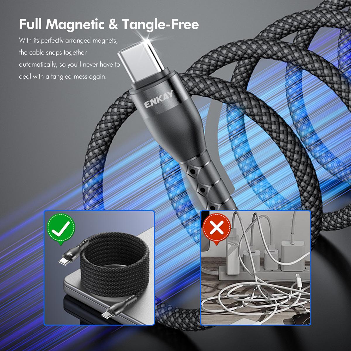 PD100W Type-C to Type-C Magnetic Self-Coiling Braided Charging Data Cable, Length:2m(White)