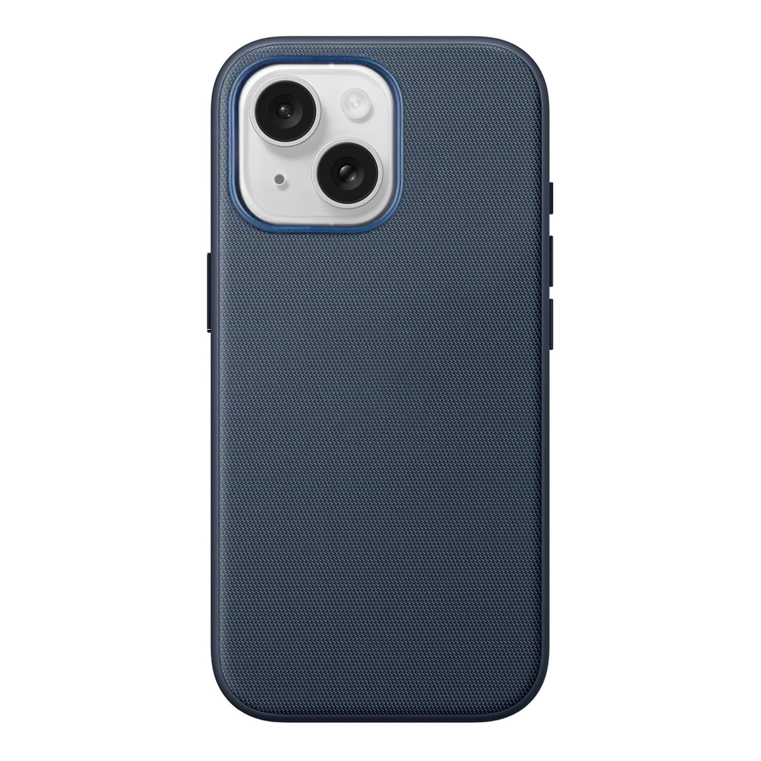 Compatible with iPhone 18 Pro Official Tech Fabric Texture Side-Adhesive TPU Magnetic Phone Case with Camera Button - Blue