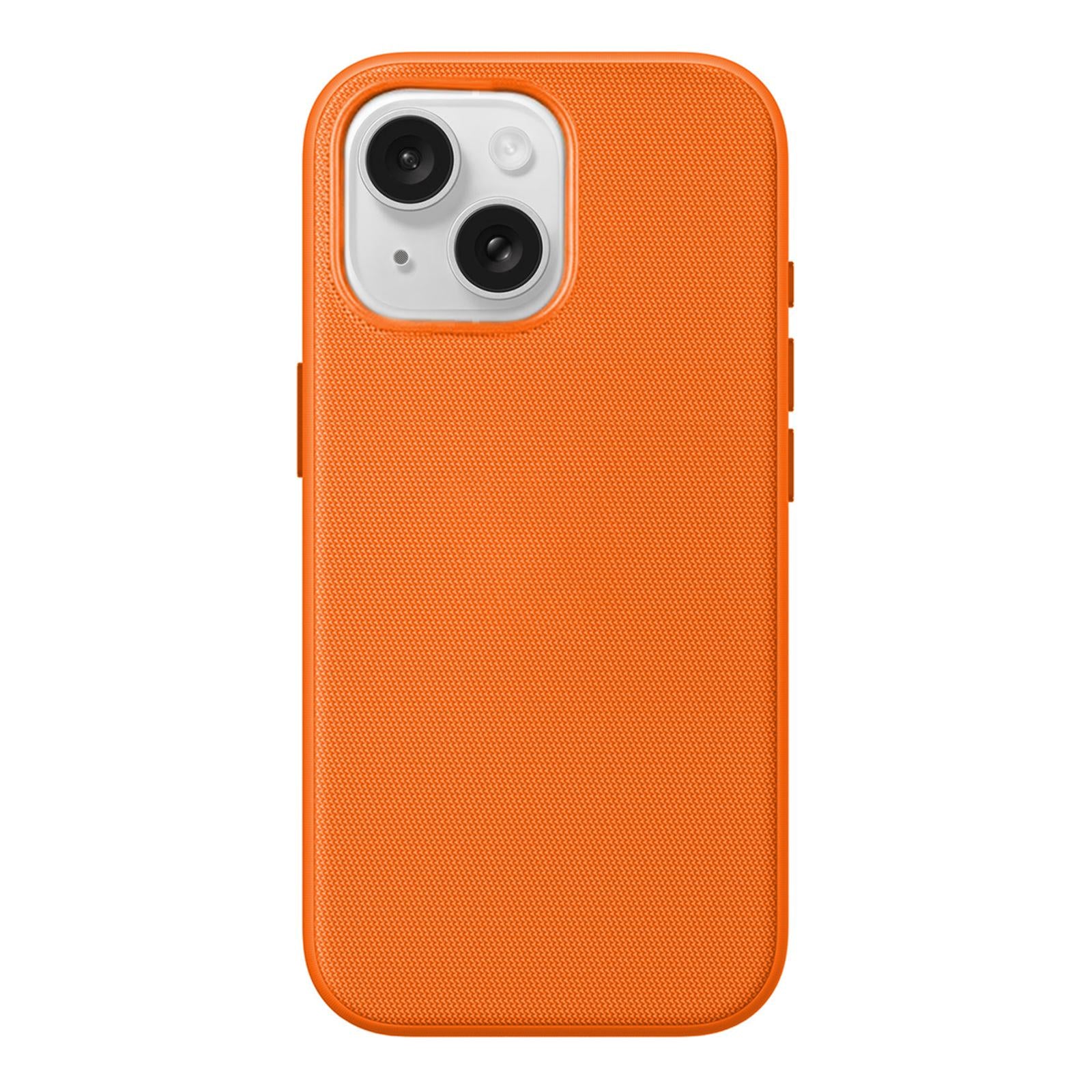 Compatible with iPhone 18 Pro Official Tech Fabric Texture Side-Adhesive TPU Magnetic Phone Case with Camera Button - Orange