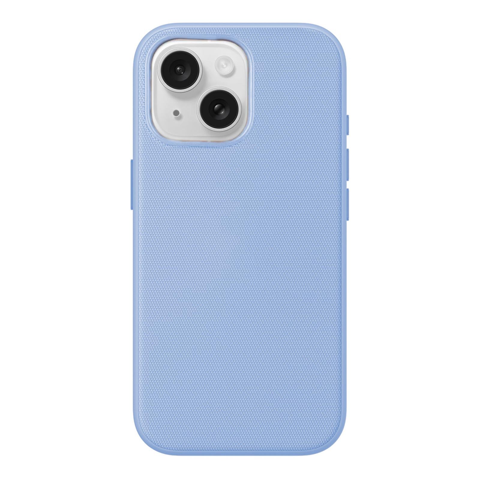 Compatible with iPhone 18 Pro Official Tech Fabric Texture Side-Adhesive TPU Magnetic Phone Case with Camera Button - Light Blue