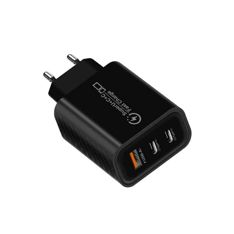 Uniqbuy For 949-2C1A PD25W Type-C x 2, USB 3.0 Multi Compatible Protocol Charger, EU Plug(Black)