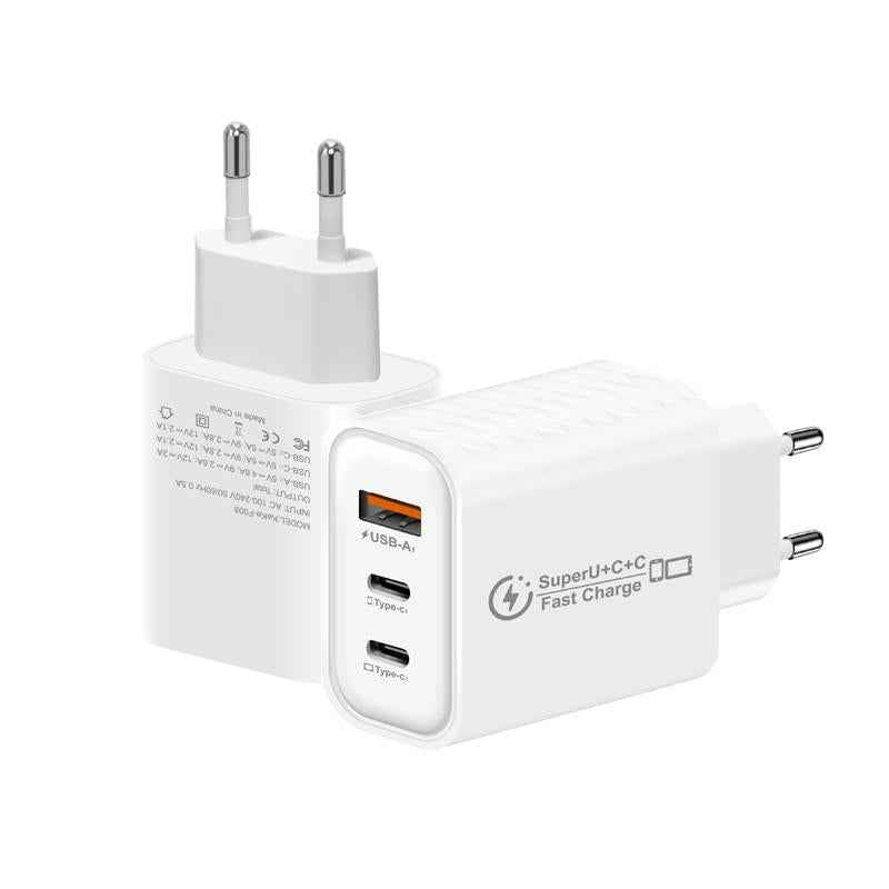 Uniqbuy For 949-2C1A PD25W Type-C x 2, USB 3.0 Multi Compatible Protocol Charger, EU Plug(White)