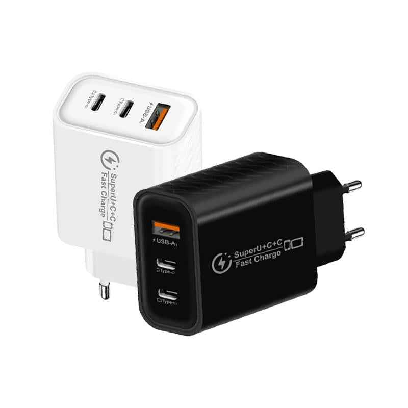 Uniqbuy For 949-2C1A PD25W Type-C x 2, USB 3.0 Multi Compatible Protocol Charger, EU Plug(Black)
