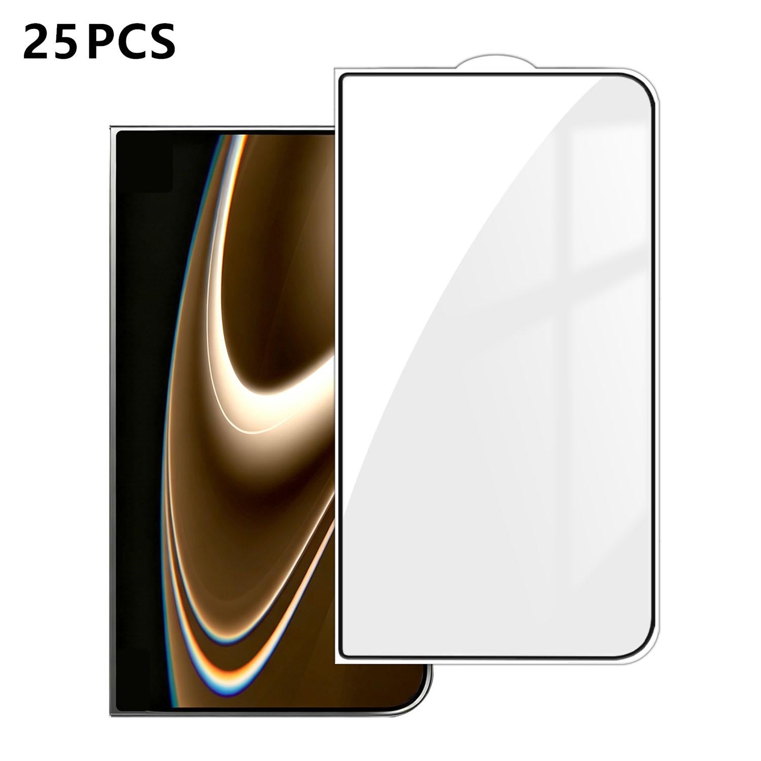 Compatible with iPhone Duo Outer Screen 25pcs High-Aluminum Full-Coverage Anti-Fingerprint Screen-Printed HD Tempered Glass Film