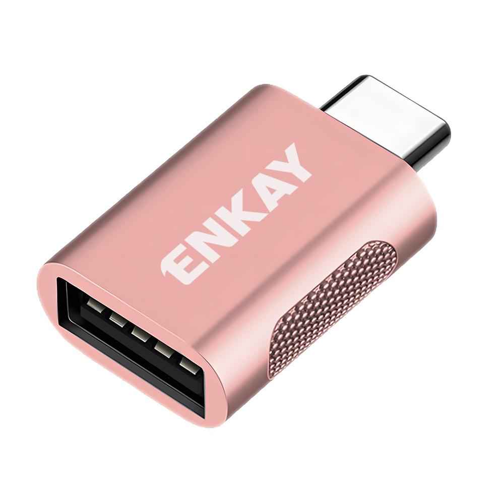 Uniqbuy For ENK-AT131 10Gbps Female USB 3.2 A to Male USB C Data Adapter Zinc Alloy Converter(Pink)