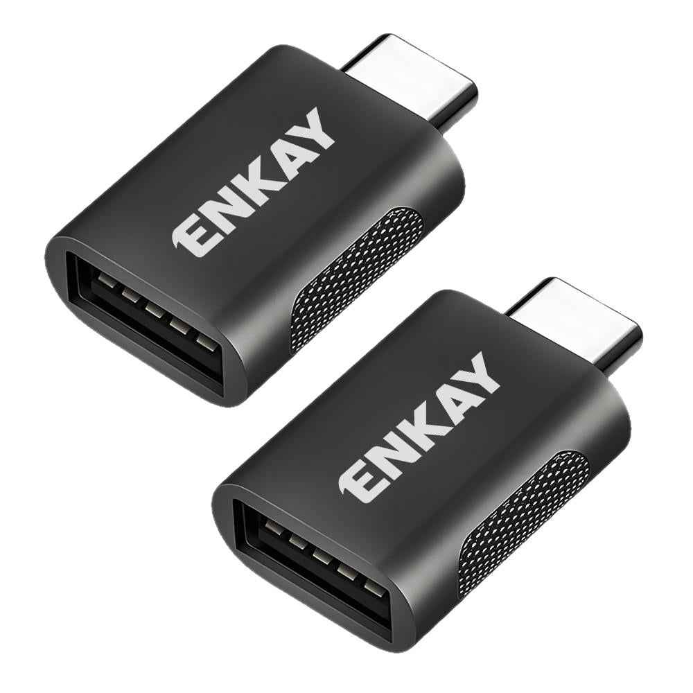 Uniqbuy For 2 Pcs ENK-AT131 10Gbps Female USB 3.2 A to Male USB C Data Adapter Zinc Alloy Converter(Black)