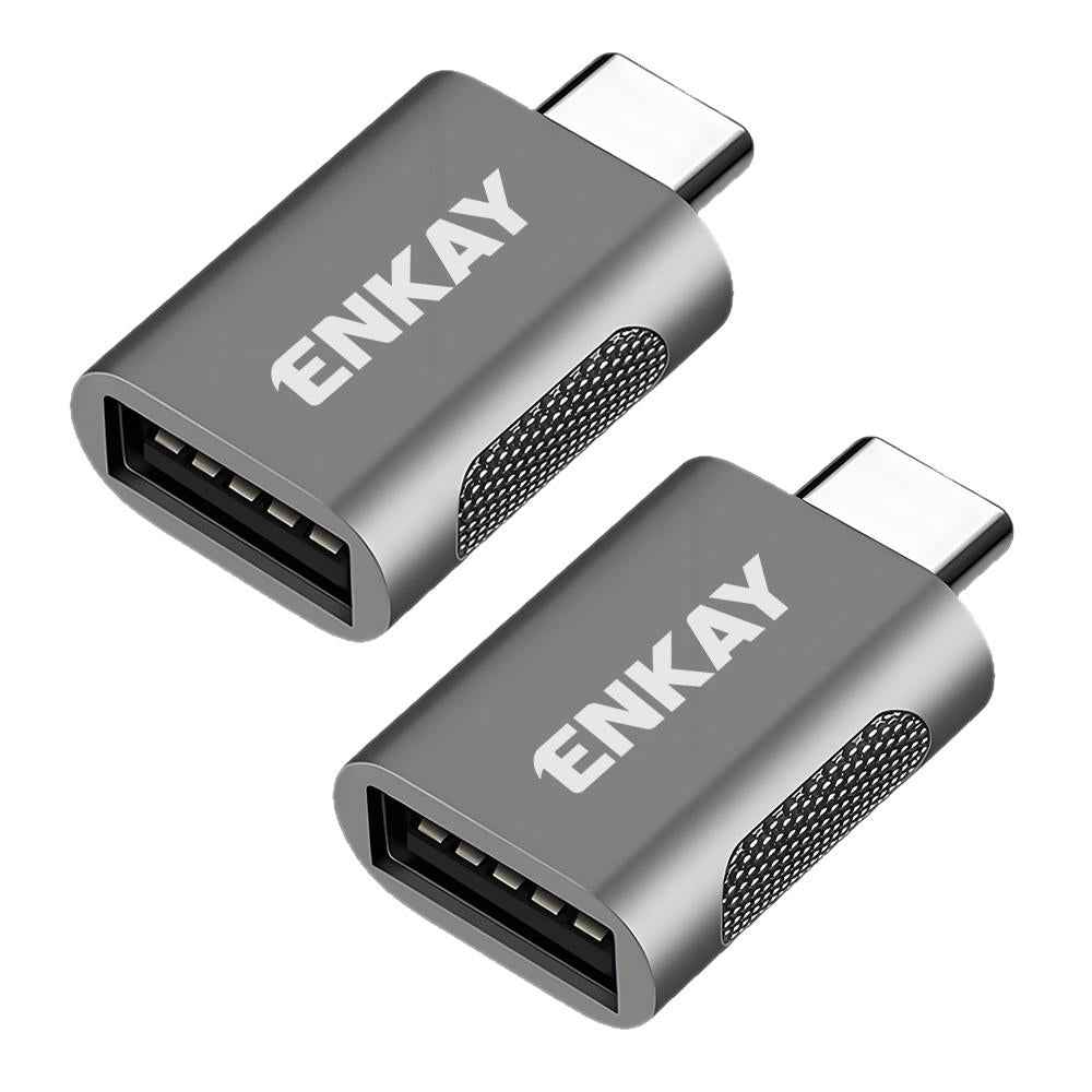 Uniqbuy For 2 Pcs ENK-AT131 10Gbps Female USB 3.2 A to Male USB C Data Adapter Zinc Alloy Converter(Gunmetal Gray)