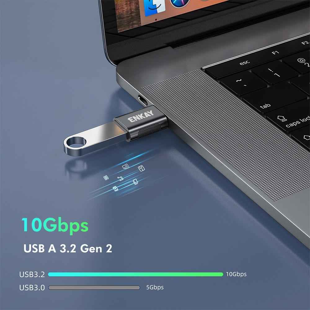 Uniqbuy For ENK-AT131 10Gbps Female USB 3.2 A to Male USB C Data Adapter Zinc Alloy Converter(Pink)