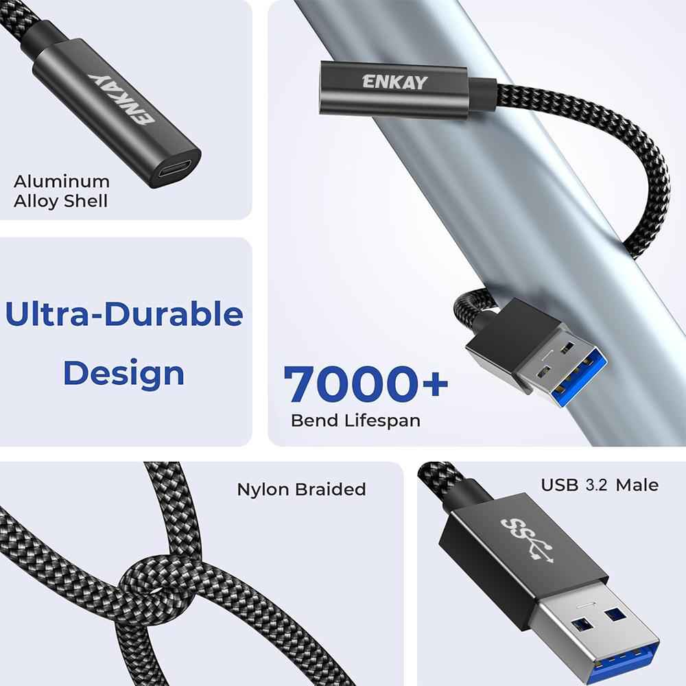 Uniqbuy For ENK-AT136 10Gbps Female Type-C to Male USB 3.2 A Data Adapter 60W Fast Charging Cable, Length:15cm