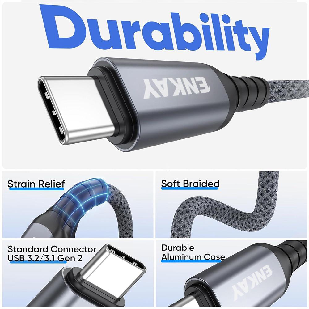 ENK-CB188 USB 3.2 to Type-C 60W Fast Charging Cable 10Gbps Super Speed Data Transfer, Length:1m