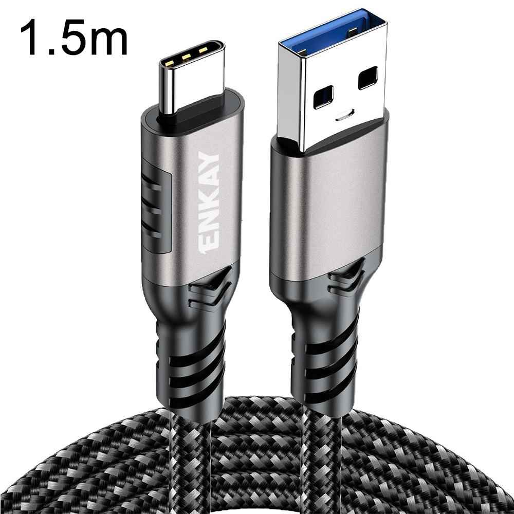 Uniqbuy For ENK-CB189 USB 3.2 A to Type-C 60W Fast Charging Cable 10Gbps Super Speed Data Transfer, Length:1.5m(Gunmetal)