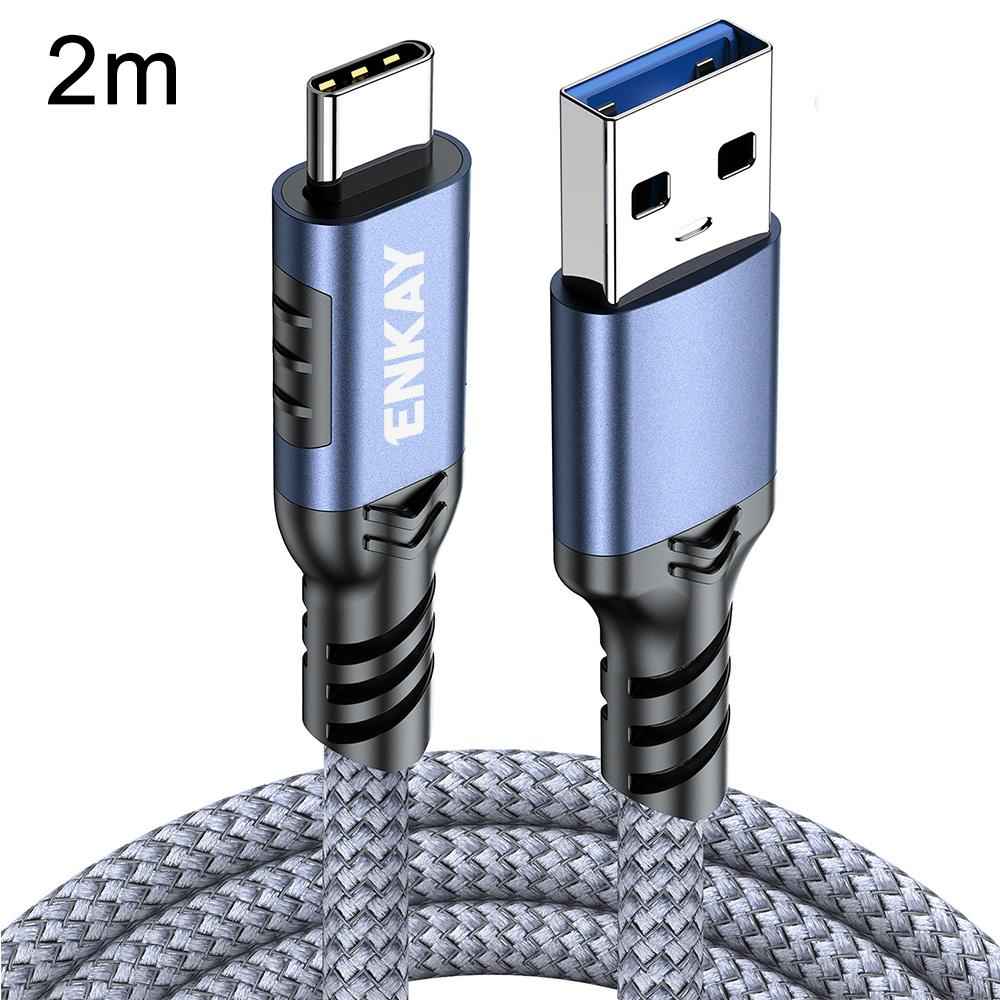 Uniqbuy For ENK-CB189 USB 3.2 A to Type-C 60W Fast Charging Cable 10Gbps Super Speed Data Transfer, Length:2m(Blue Grey)
