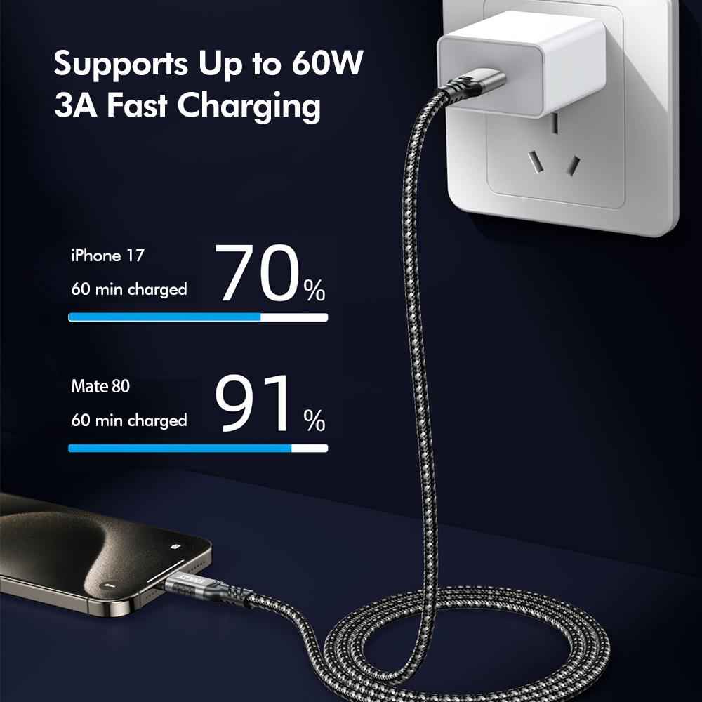 Uniqbuy For ENK-CB189 USB 3.2 A to Type-C 60W Fast Charging Cable 10Gbps Super Speed Data Transfer, Length:2m(Blue Grey)