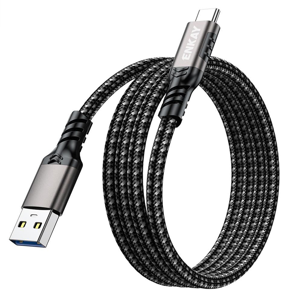 ENK-CB189 USB 3.2 A to Type-C 60W Fast Charging Cable 10Gbps Super Speed Data Transfer, Length:1.5m(Gunmetal)
