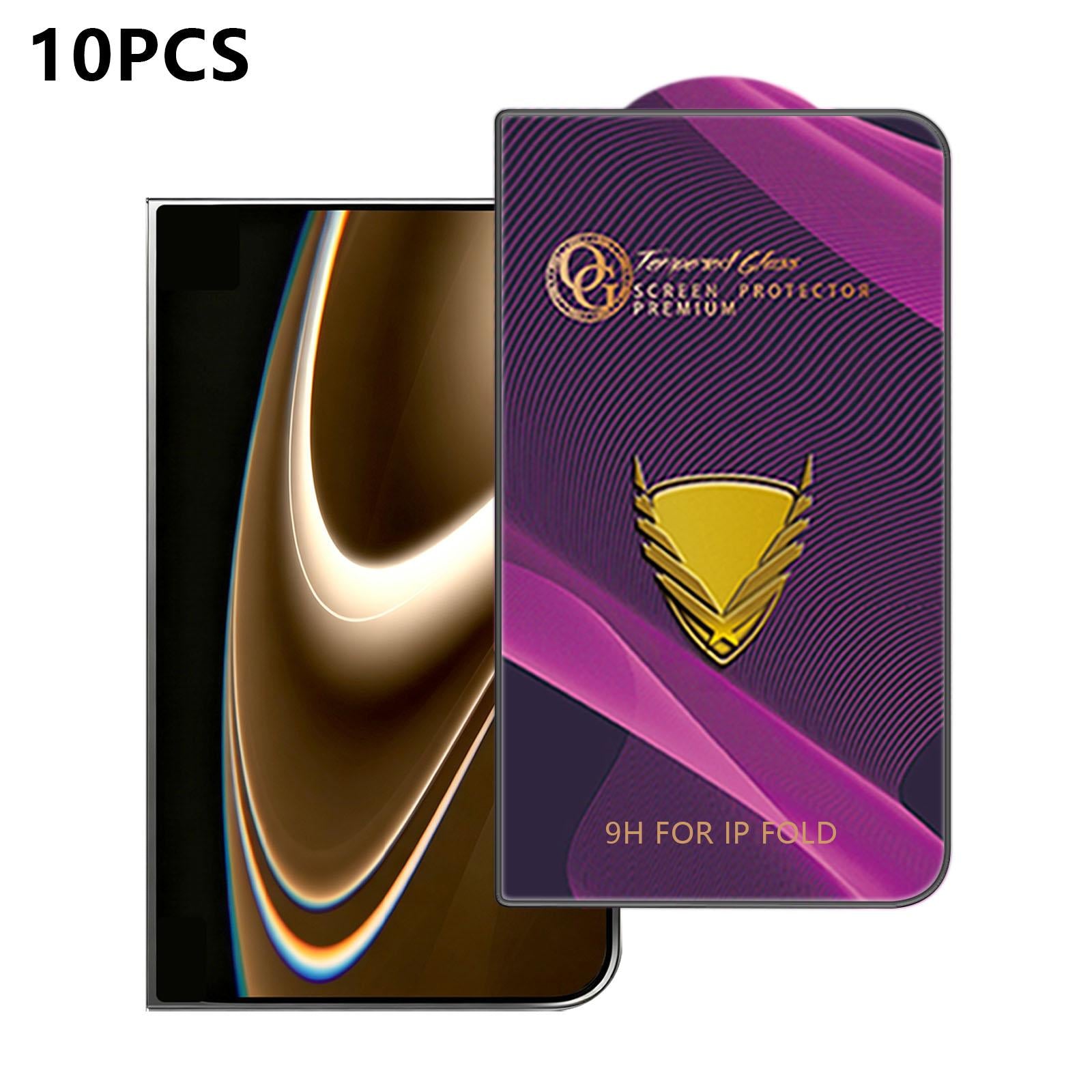 Compatible with iPhone Duo Outer Screen 10pcs OG Purple Large-Arc Anti-Static High-Alumina Screen-Printed HD Tempered Glass Film