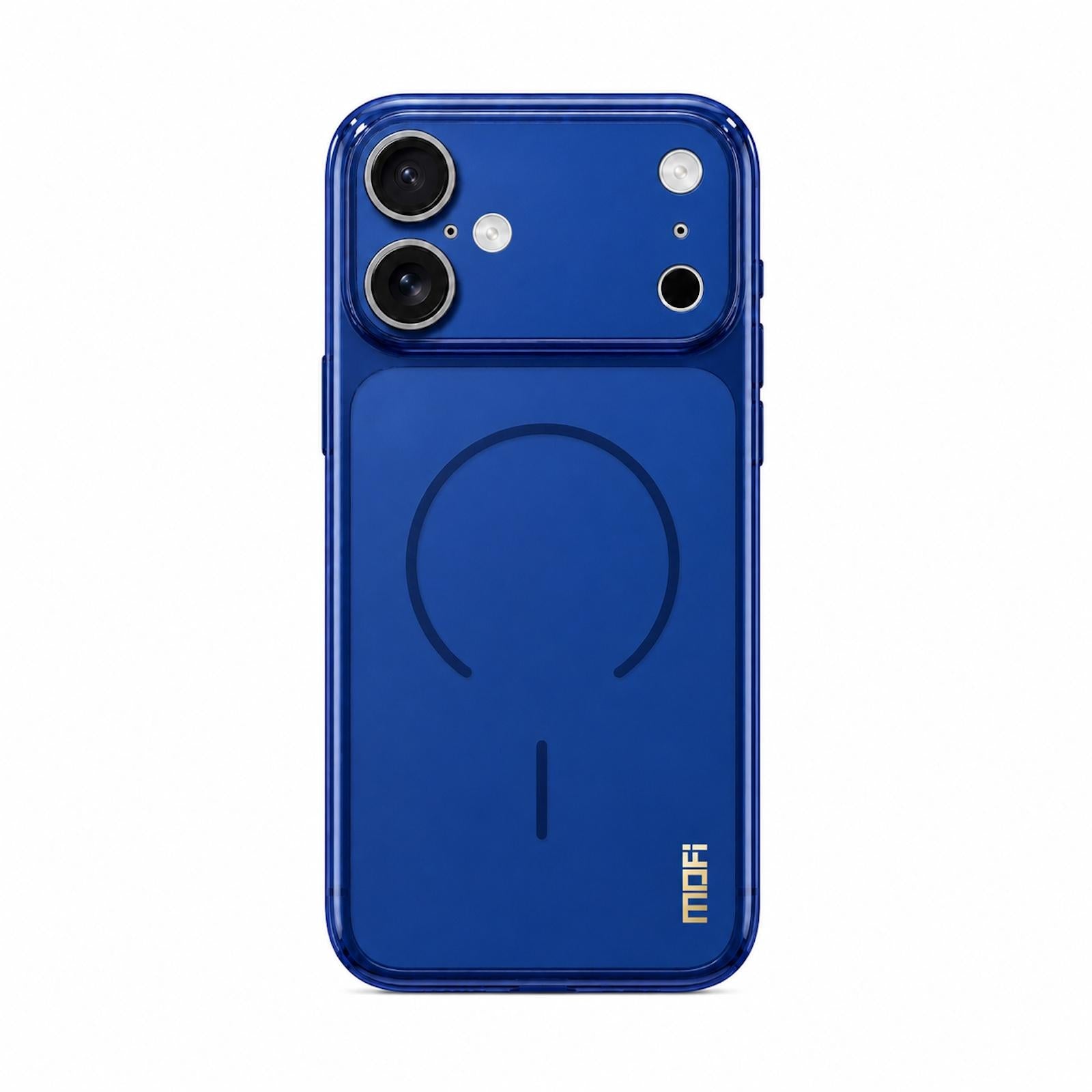 Compatible with iPhone 18 MOFI Minimal Series Frosted Semi-Transparen TPU Phone Case with Lens Film - Blue