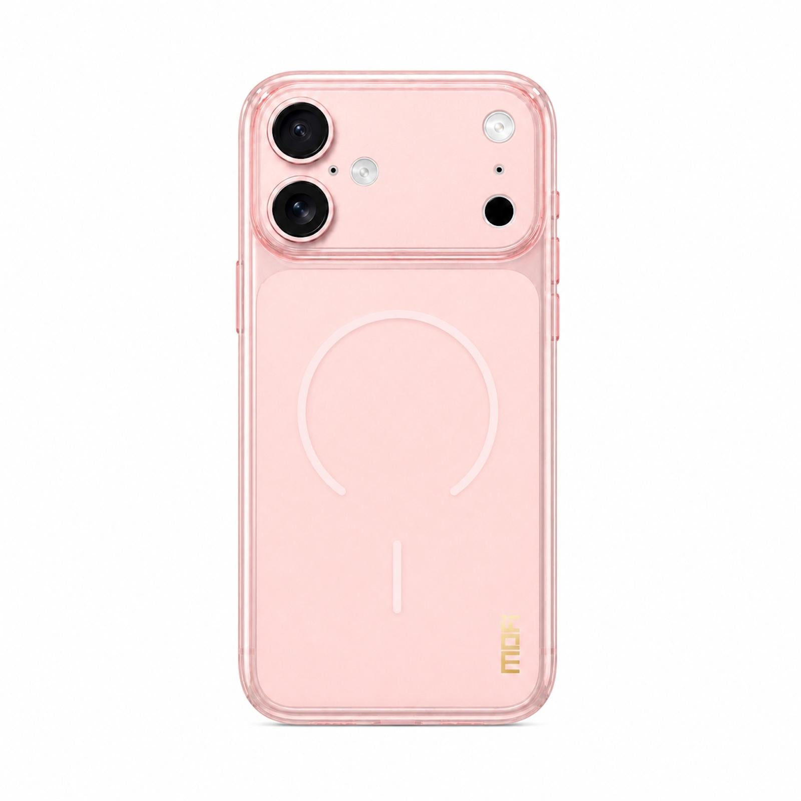Compatible with iPhone 18 MOFI Minimal Series Frosted Semi-Transparen TPU Phone Case with Lens Film - Pink
