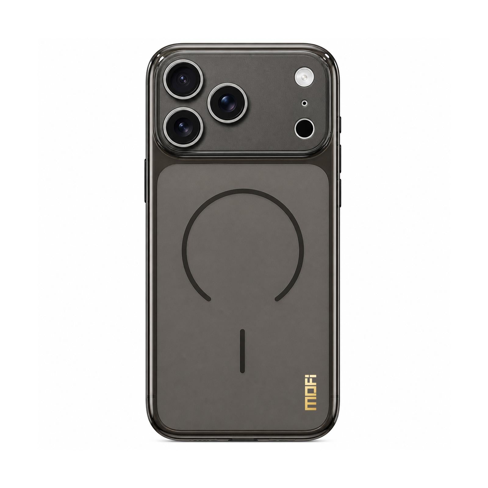 Compatible with iPhone 18 Pro MOFI Minimal Series Frosted Semi-Transparen TPU Phone Case with Lens Film - Black