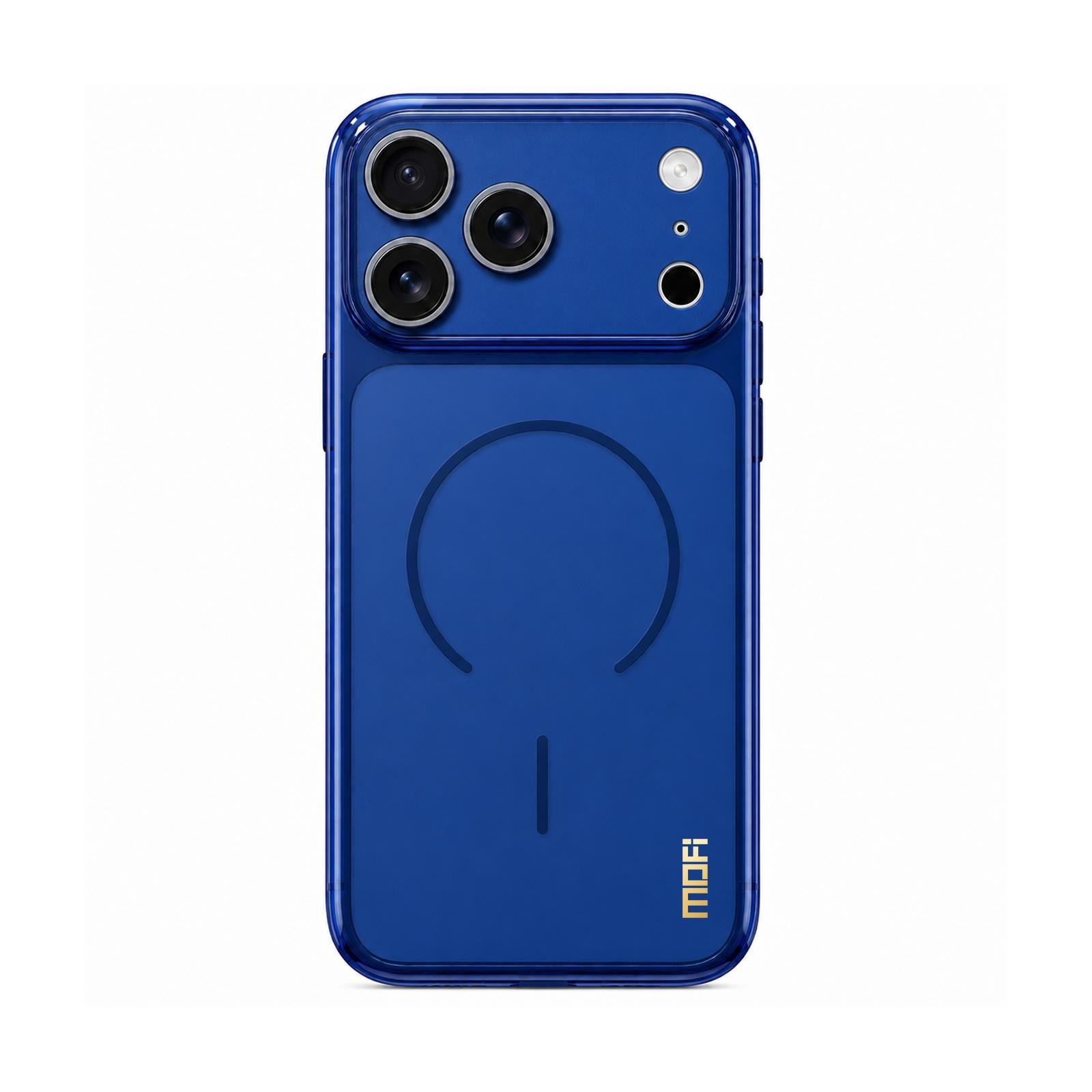 Compatible with iPhone 18 Pro MOFI Minimal Series Frosted Semi-Transparen TPU Phone Case with Lens Film - Blue